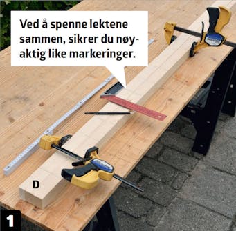 Begynn med å merke opp på de loddrette lektene Utedusj: Begynn med å merke opp på de loddrette lektene